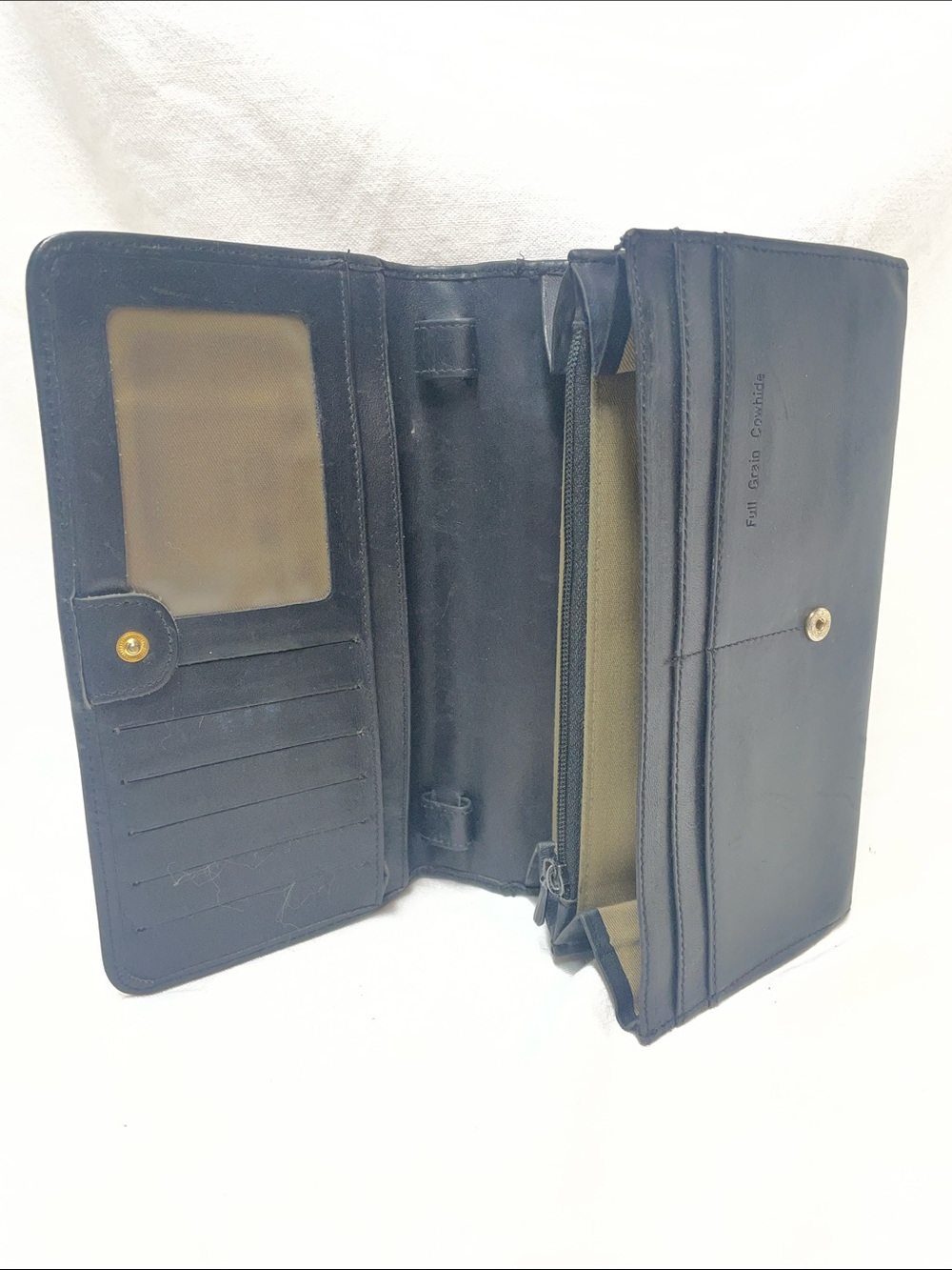 G.H. Bass & Co. Navy Leather Zip-Front Wallet Clutch